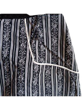 True Vntage Skirt 22W 22" 1960's Black White Striped Floral Pockets Back Zipper